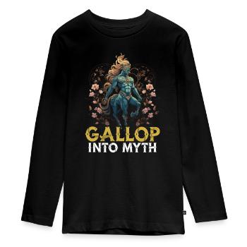 Zentaur Fabelwesen Griechische Mythologie - Teenager Premium Bio Langarmshirt - Schwarz - Vorne - AI Model Kid Female (0cm)
