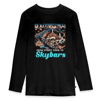 Bangkok Thailand Reisen Urlaub Thai Sprache - Teenager Premium Bio Langarmshirt - Schwarz - Vorne - AI Model Kid Female (0cm)