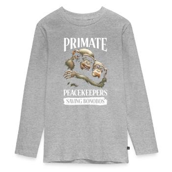 Endangered Species Bonobo Animal Rights Activist - Teenager Premium Organic Long Sleeve Shirt - heather grey - Front