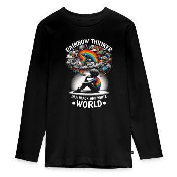 AuDHD Autismus ADHS Autistisches Spektrum Neurodiversität - Teenager Premium Bio Langarmshirt - Schwarz - Vorne - AI Model Kid Female (0cm)