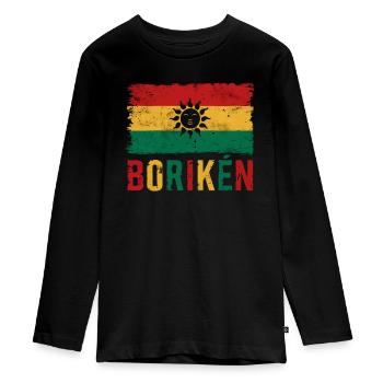 Taino-Indianer Puerto Rico Boricua Puerto-Ricaner - Teenager Premium Bio Langarmshirt - Schwarz - Vorne - AI Model Kid Female (0cm)