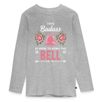 Breast Cancer Awareness Month Pink Ribbon Chemo - Teenager Premium Organic Long Sleeve Shirt - heather grey - Front
