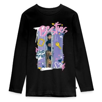 Friends Lila Tür Beste Freunde - Teenager Premium Bio Langarmshirt - Schwarz - Vorne - AI Model Kid Female (0cm)