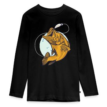 Barsch am Haken - Teenager Premium Bio Langarmshirt - Schwarz - Vorne - AI Model Kid Female (0cm)