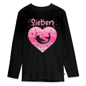 7. Geburtstag Meerjungfrau Schwimmerin Mädchen - Teenager Premium Bio Langarmshirt - Schwarz - Vorne - AI Model Kid Female (0cm)