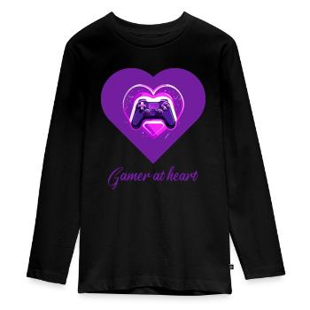 Les joueurs dans l’âme - T-shirt manches longues Premium Ado - noir - Devant - AI Model Kid Female (0cm)