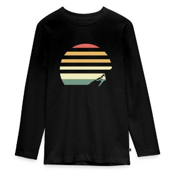 Climbing Bouldering Free Climbing Gift - Teenager Premium Organic Long Sleeve Shirt - black - Front - AI Model Kid Female (0cm)