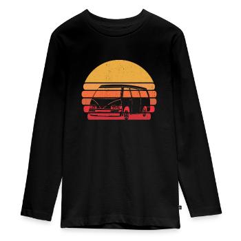 Retro Campervan Vintage Caravan Camping Van - T-shirt manches longues Premium Ado - noir - Devant - AI Model Kid Female (0cm)