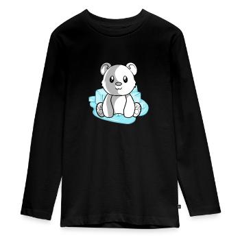 Eisbär Polarbär - Teenager Premium Bio Langarmshirt - Schwarz - Vorne - AI Model Kid Female (0cm)
