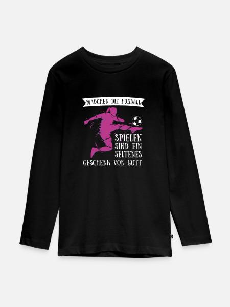 Fußball Mädchen Fussball - Teenager Premium Bio Langarmshirt - Schwarz