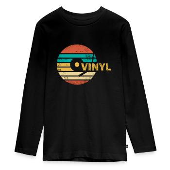 Vinyl record - Teenager Premium Organic Long Sleeve Shirt - black - Front - AI Model Kid Female (0cm)
