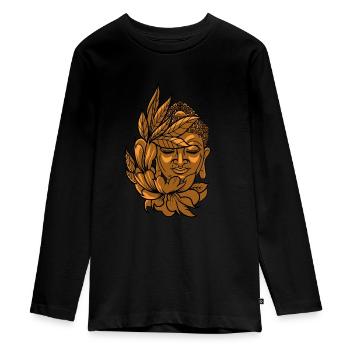 Boeddhisme boeddha - Tieners Premium Bio shirt met lange mouwen - zwart - Voor - AI Model Kid Female (0cm)