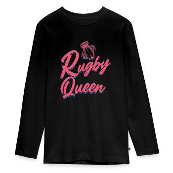 Rugby - Teenager Premium Bio Langarmshirt - Schwarz - Vorne - AI Model Kid Female (0cm)