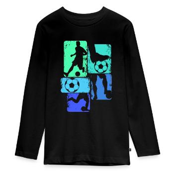 Fußballer Fußball Fußballspieler Jungen Kinder - Teenager Premium Bio Langarmshirt - Schwarz - Vorne - AI Model Kid Female (0cm)