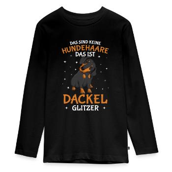 Dackel Glitzer Dachshund Teckel Kinder Mädchen - Teenager Premium Bio Langarmshirt - Schwarz - Vorne - AI Model Kid Female (0cm)