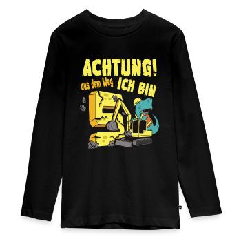 Geburtstagsshirt 5 Jahre Dino Ich Bin 5 Junge - Teenager Premium Bio Langarmshirt - Schwarz - Vorne - AI Model Kid Female (0cm)