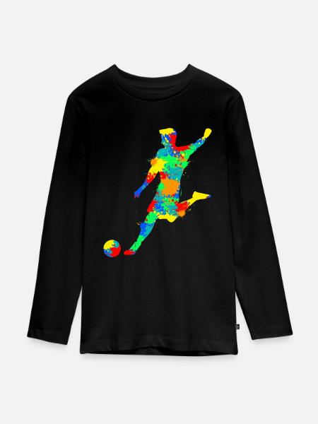Fußball Fußballer Jungen Kinder - Teenager Premium Bio Langarmshirt - Schwarz