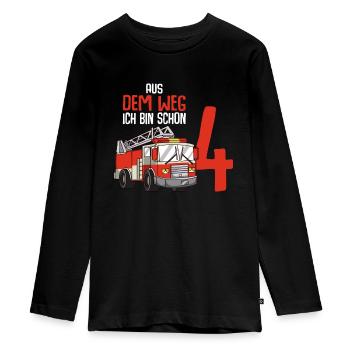 4. Geburtstag Feuerwehr 4 Jahre Kinder Junge - Teenager Premium Bio Langarmshirt - Schwarz - Vorne - AI Model Kid Female (0cm)