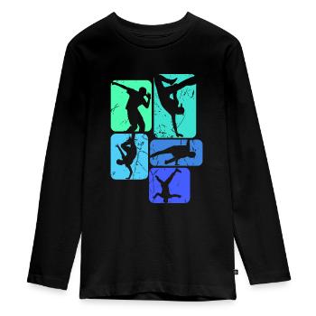Breakdance breakdancer breakdance enfants garçons - T-shirt manches longues Premium Ado - noir - Devant - AI Model Kid Female (0cm)