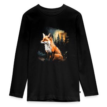 Vos - Tieners Premium Bio shirt met lange mouwen - zwart - Voor - AI Model Kid Female (0cm)