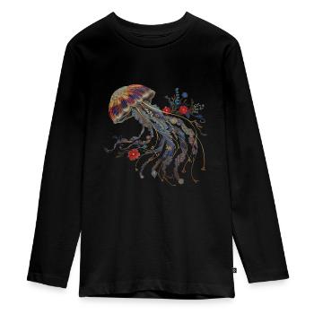 Cadeau de méduse - T-shirt manches longues Premium Ado - noir - Devant - AI Model Kid Female (0cm)