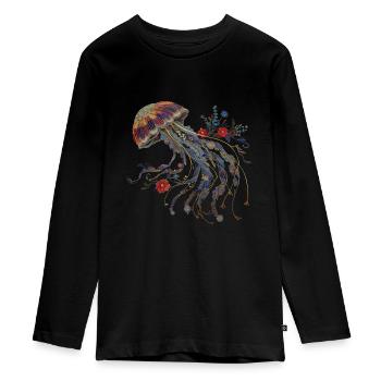 Cadeau de méduse - T-shirt manches longues Premium Ado - noir - Devant - AI Model Kid Female (0cm)