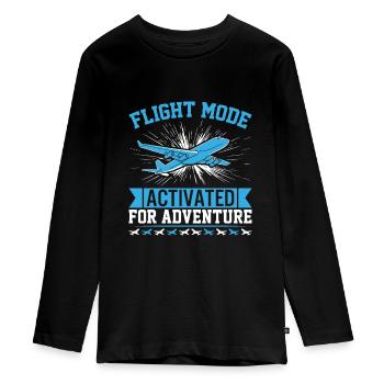 Flugmodus: Aktiviert für Abenteuer! - Teenager Premium Bio Langarmshirt - Schwarz - Vorne - AI Model Kid Female (0cm)