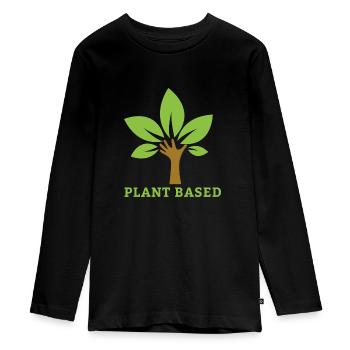 Cadeau végétalien à base de plantes - T-shirt manches longues Premium Ado - noir - Devant - AI Model Kid Female (0cm)