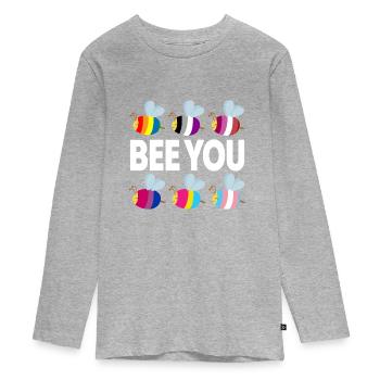 Bee you LGBTQ Pride Month Gay Lesbian - T-shirt manches longues Premium Ado - gris chiné - Devant