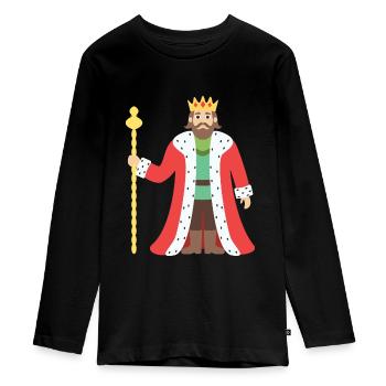 king - Teenager Premium Organic Long Sleeve Shirt - black - Front - AI Model Kid Female (0cm)