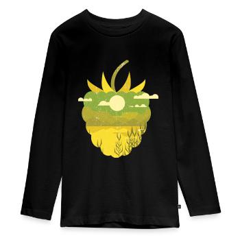 Framboise panoramique vintage - T-shirt manches longues Premium Ado - noir - Devant - AI Model Kid Female (0cm)