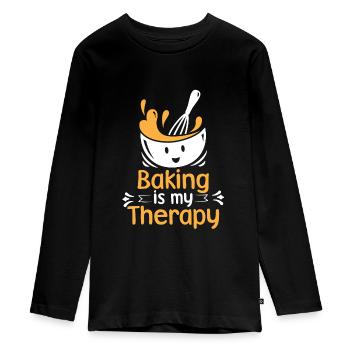 La pâtisserie est ma thérapie Cake Artist Baker Cupcake - T-shirt manches longues Premium Ado - noir - Devant - AI Model Kid Female (0cm)