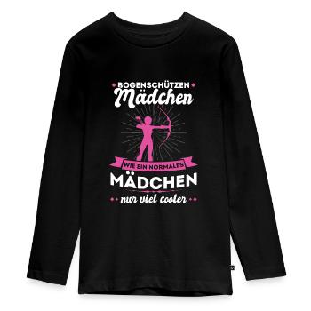 Bogenschießen Mädchen Bogenschütze Geschenk - Teenager Premium Bio Langarmshirt - Schwarz - Vorne - AI Model Kid Female (0cm)