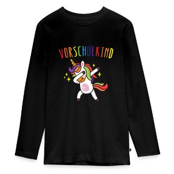 Vorschulkind Vorschülerin Einhorn Geschenk - Teenager Premium Bio Langarmshirt - Schwarz - Vorne - AI Model Kid Female (0cm)