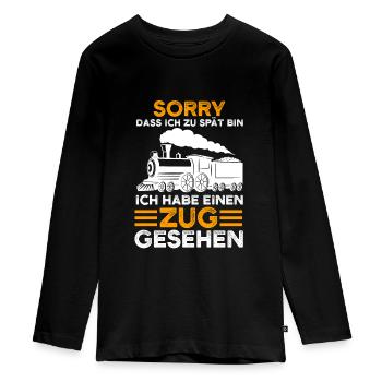 Modelleisenbahn Lokomotive Lokomotive Geschenk - Teenager Premium Bio Langarmshirt - Schwarz - Vorne - AI Model Kid Female (0cm)