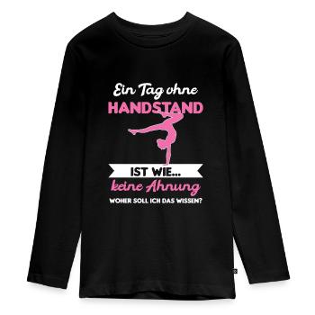 Handstand Turnerin Handstände Geschenk - Teenager Premium Bio Langarmshirt - Schwarz - Vorne - AI Model Kid Female (0cm)