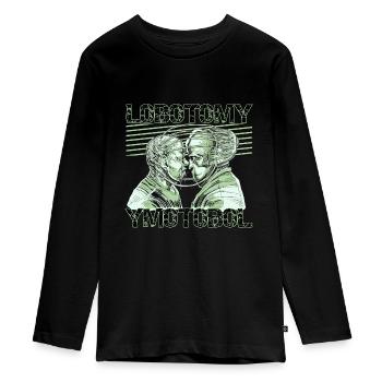 LOBOTOMY - Teenager Premium Organic Long Sleeve Shirt - black - Front - AI Model Kid Female (0cm)