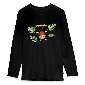 Monkey on the branch - Teenager Premium Bio Langarmshirt - Schwarz - Vorne - AI Model Kid Female (0cm)