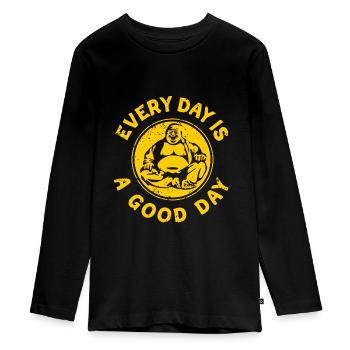 Buddha - Every Day Is A Good Day - Teenager Premium Bio Langarmshirt - Schwarz - Vorne - AI Model Kid Female (0cm)