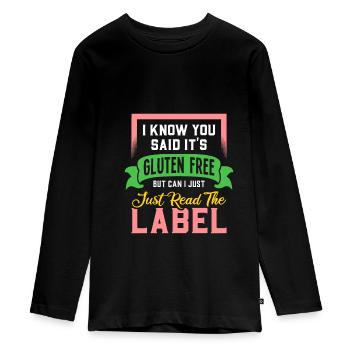 Lustiges Zöliakie Allergie Shirt Es Ist Glutenfrei - Teenager Premium Bio Langarmshirt - Schwarz - Vorne - AI Model Kid Female (0cm)