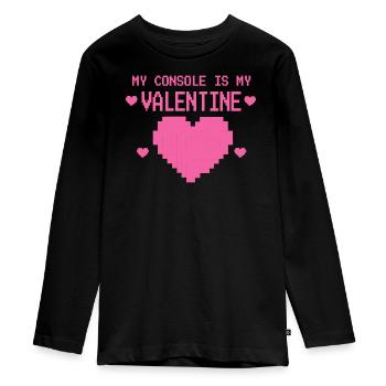 Valentine's Day Gamer My Console Is My Valentine - Teenager Premium Organic Long Sleeve Shirt - black - Front - AI Model Kid Female (0cm)