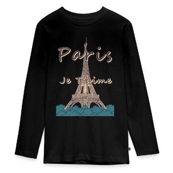 Paris Je Taime Tour Eiffel Paris France - T-shirt manches longues Premium Ado - noir - Devant - AI Model Kid Female (0cm)