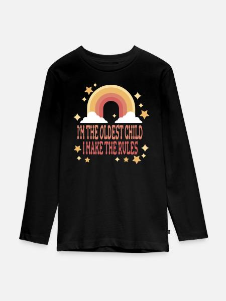 Familiesøskende Humor Jeg er det ældste barn - Premium økologisk langærmet T-shirt til teenagere - sort