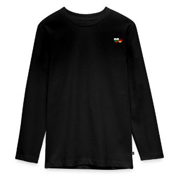 Bulgaria Germany Flag Heart - Teenager Premium Organic Long Sleeve Shirt - black - Front - AI Model Kid Female (0cm)