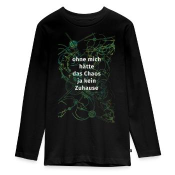 without me there would be chaos - Teenager Premium Organic Long Sleeve Shirt - black - Front - AI Model Kid Female (0cm)