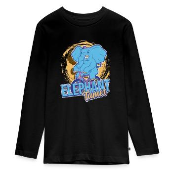Circus Staff Elephant Tamer - Teenager Premium Organic Long Sleeve Shirt - black - Front - AI Model Kid Female (0cm)