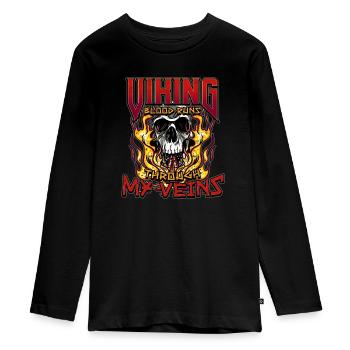 Norse Viking Mythology Design for Viking Warriors - Teenager Premium Bio Langarmshirt - Schwarz - Vorne - AI Model Kid Female (0cm)