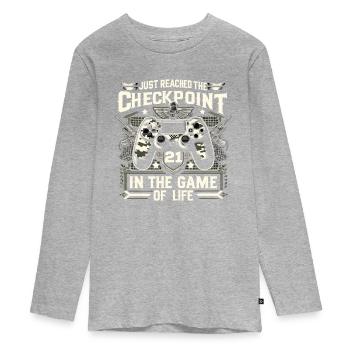 21yr BDay Funny Gamer 21 Level 21 Year Old - Teenager Premium Organic Long Sleeve Shirt - heather grey - Front