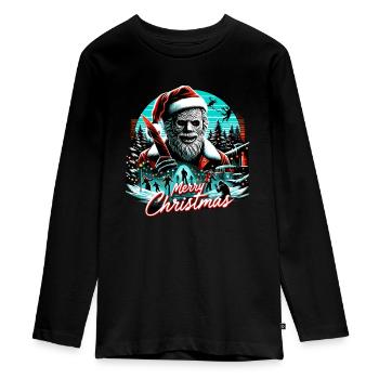Joyeux Noël Festif Slasher Candy Cane Menace - T-shirt manches longues Premium Ado - noir - Devant - AI Model Kid Female (0cm)