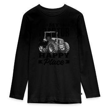 Mon tracteur est mon endroit de bonheur - T-shirt manches longues Premium Ado - noir - Devant - AI Model Kid Female (0cm)